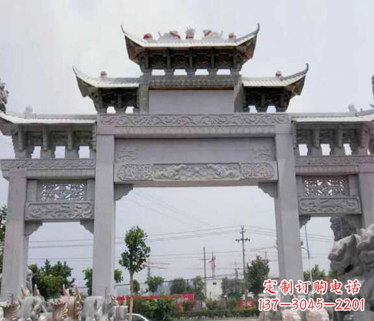 常州三门大理石牌坊石雕 (3)