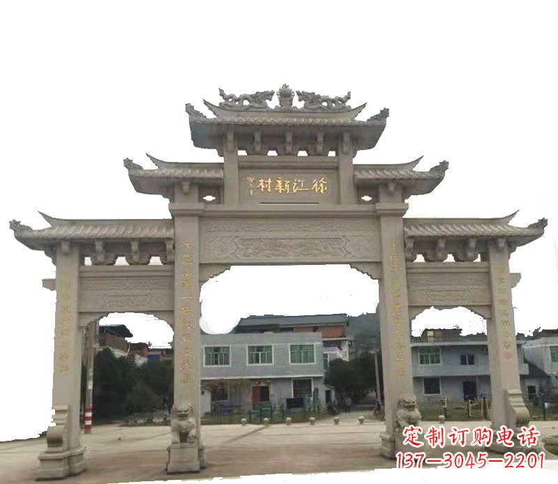 常州三门牌坊仿古石雕,雕刻精美传承传统