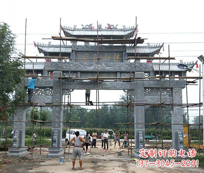 常州三门牌坊石雕-传统工艺制作出行业领先的雕塑