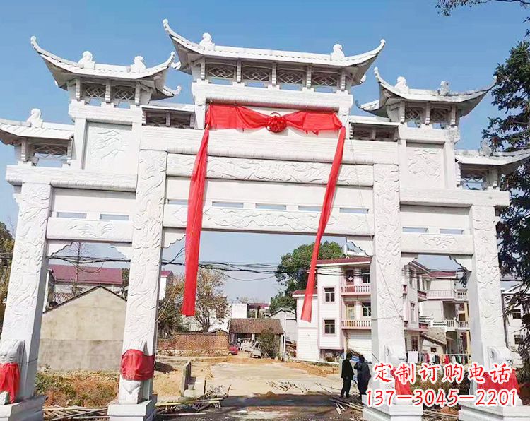 常州三门三楼石雕牌坊:专业定制牌坊雕塑