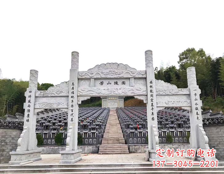 常州精致雕刻的三门石牌坊雕塑