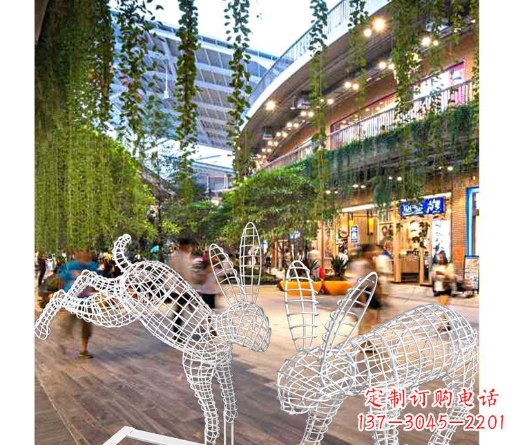 常州商场休闲镂空兔子不锈钢雕塑