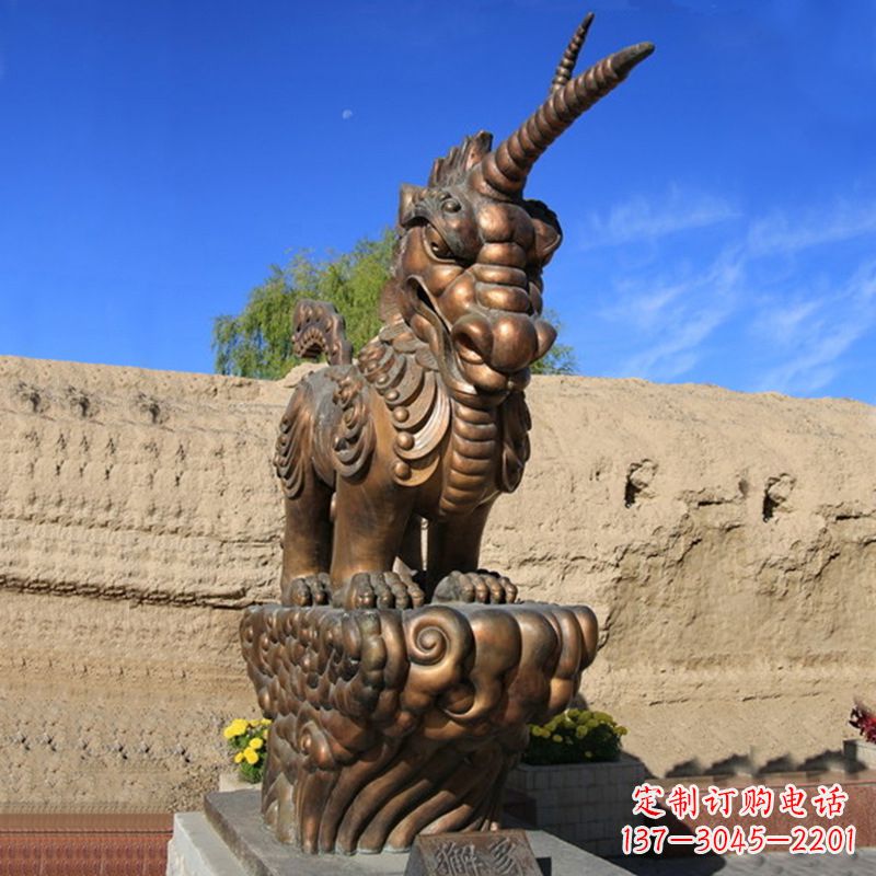 常州神兽獬豸古铜雕塑摆件