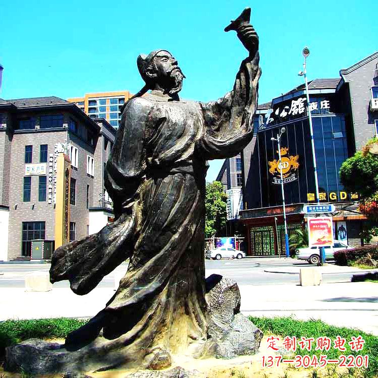 常州经典再现-李白铜雕塑