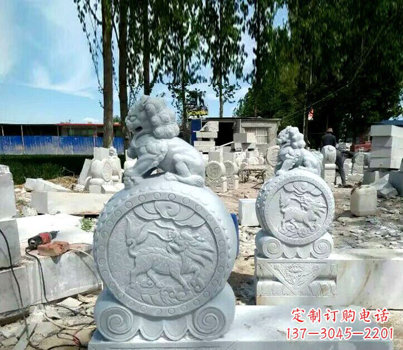 常州狮子抱鼓石招财门墩石雕,铸就心愿