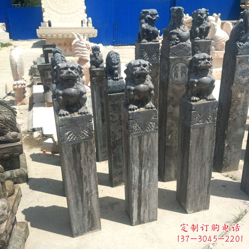 常州狮子拴马桩雕塑,展现国之雄风