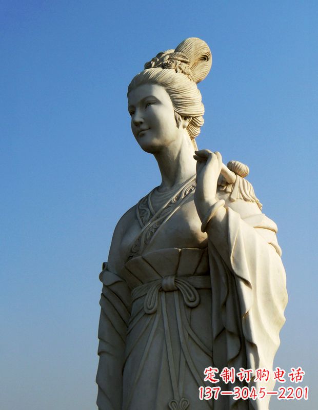 常州十二花神九月菊花庞苏汉白玉美女雕像