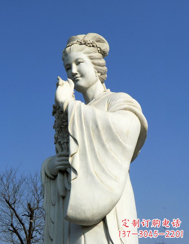 常州十二花神之三月桃花息夫人汉白玉精美美女雕像
