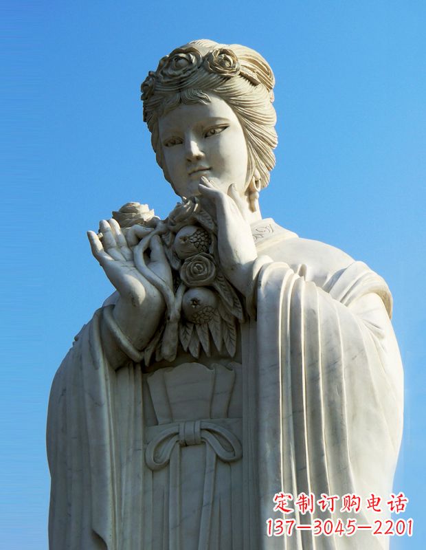 常州石榴之美——十二花神之五月石榴李氏汉白玉古代美女雕像