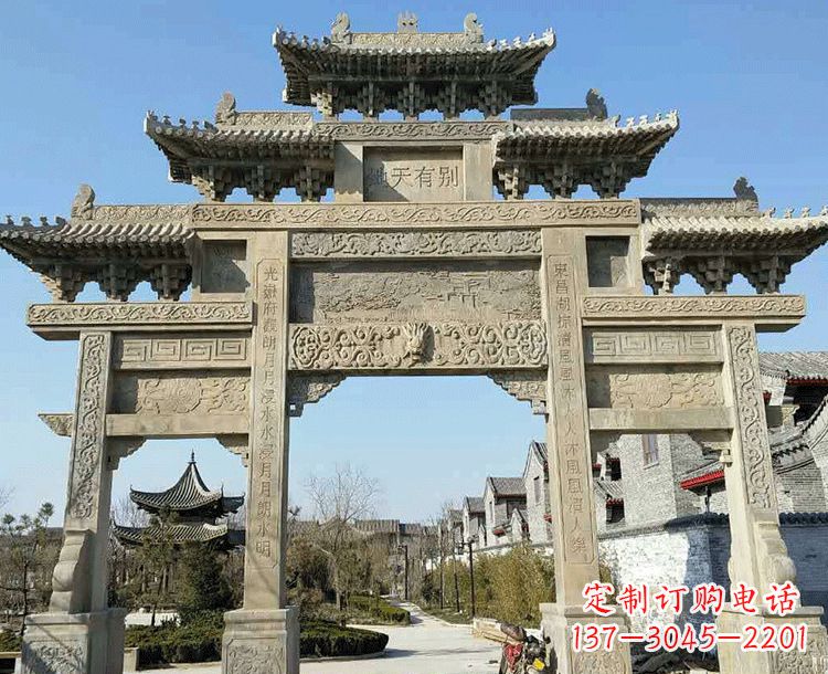 常州中领雕塑-把双主楼石雕楼牌坊定制出精美之美