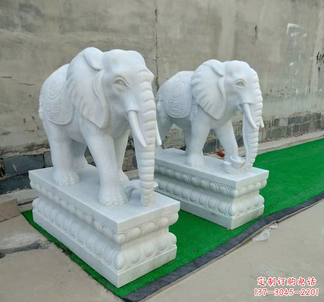 常州中领雕塑:精美大象汉白玉雕塑