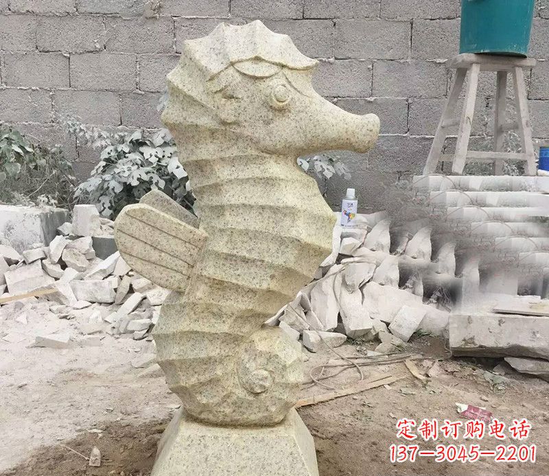 常州石雕公园动物海马摆件