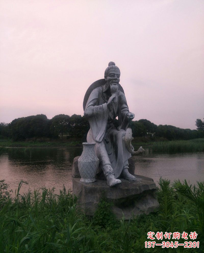常州美观大气的姜太公石雕鱼钓雕塑