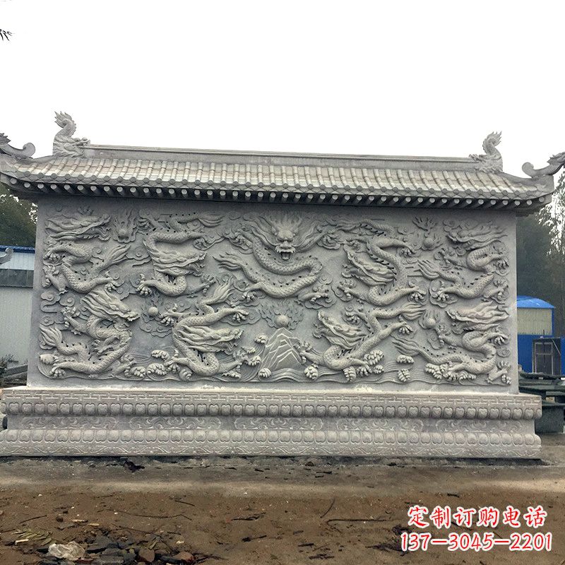 常州中领雕塑：精美九龙壁雕塑，添彩寺庙庭院