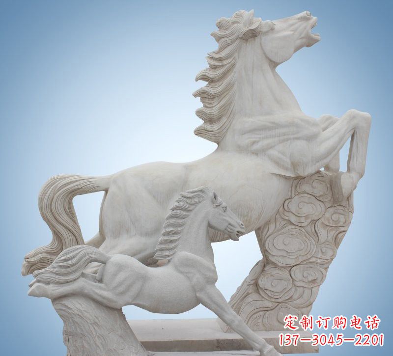 常州精致石质母子奔马雕塑