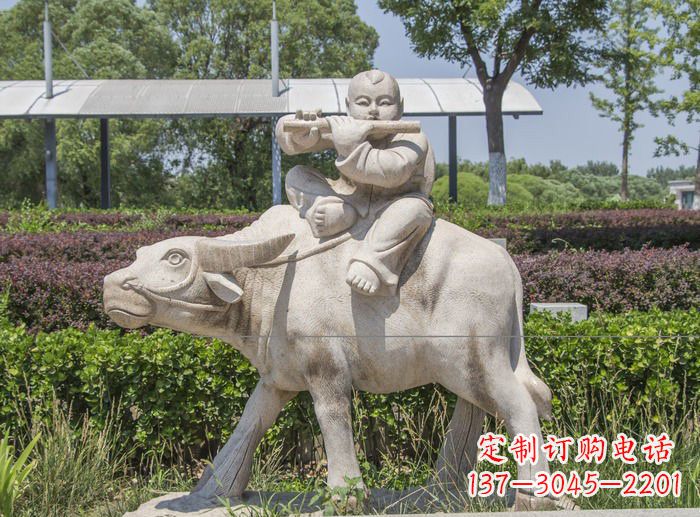 常州石雕牧童牛雕塑,让传统气息永存