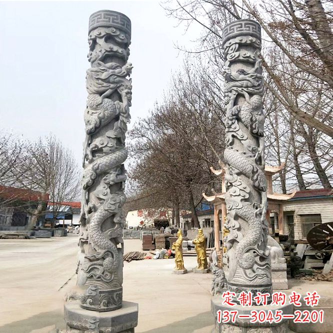 常州中领雕塑传统工艺制作精美石雕盘龙柱