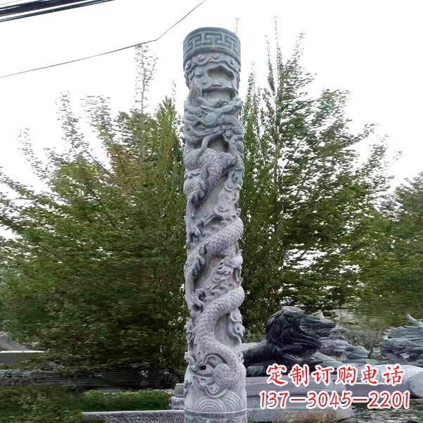 常州华贵典雅的石雕盘龙柱雕塑