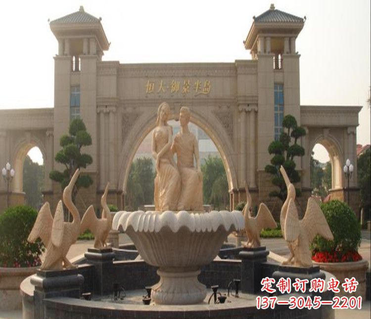 常州石雕西方人物喷泉雕塑