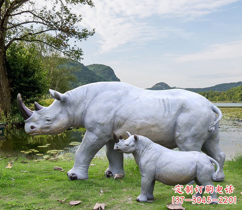常州石雕犀牛母子雕塑