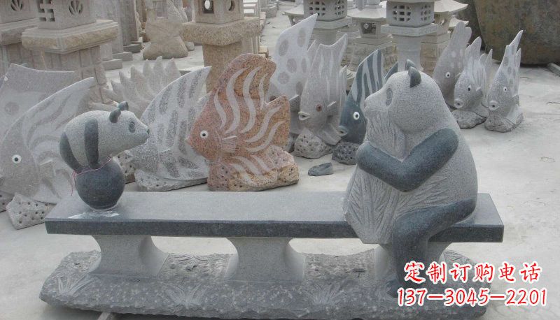 常州石雕熊猫座椅