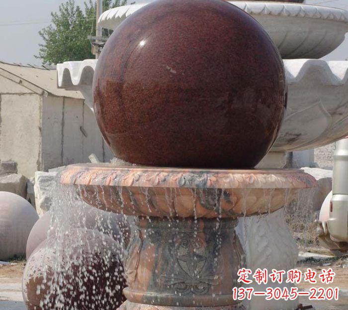 常州石来运转小型风水球喷泉石雕