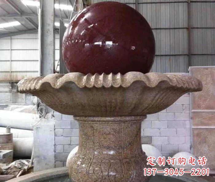 常州石来运转小型风水球喷泉石雕 (2)