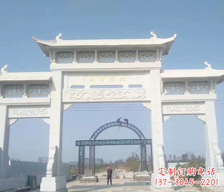 常州石牌坊三门牌坊石雕 (4)