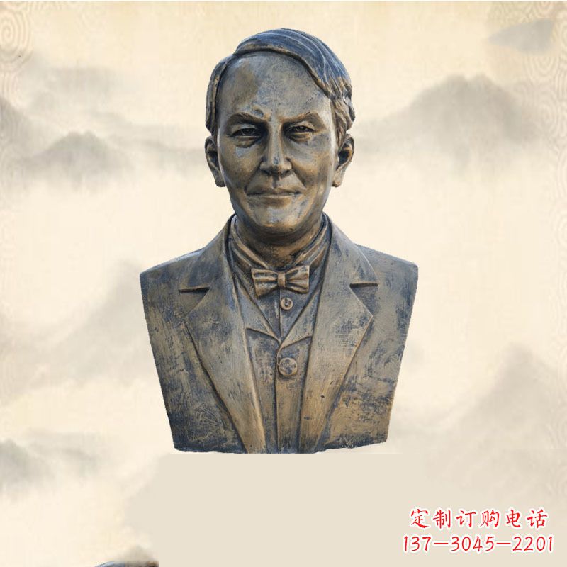 常州世界名人爱迪生纯铜头像雕塑-学校校园名人系列雕塑