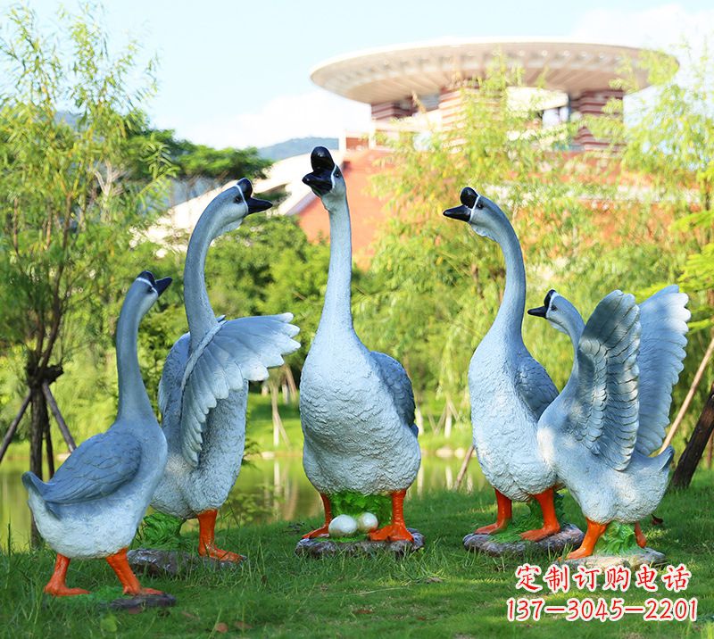 常州树脂工艺品玻璃钢雕塑商场美陈户外园林景观装饰品仿真动物鹅摆件