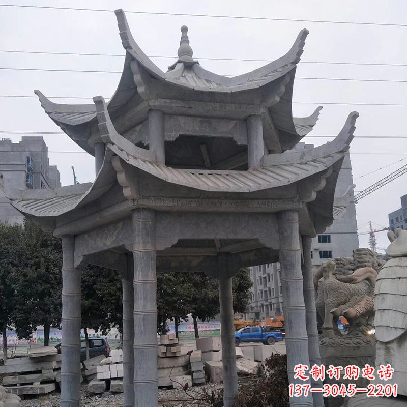 常州双层八角石雕凉亭