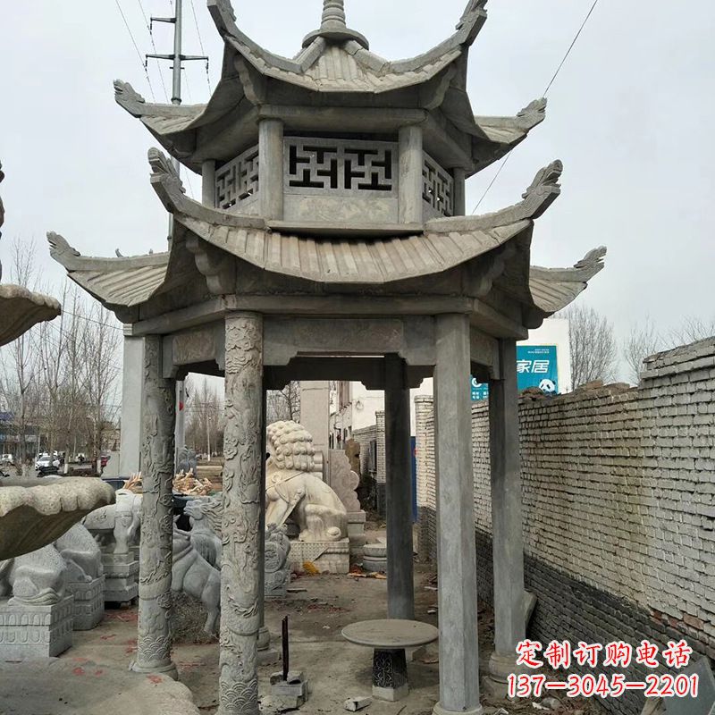常州双层大理石凉亭雕塑