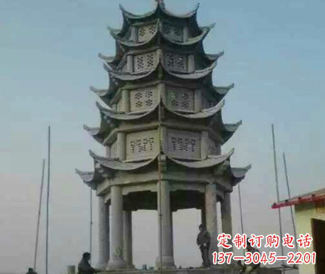 常州双层大理石凉亭石雕 (2)