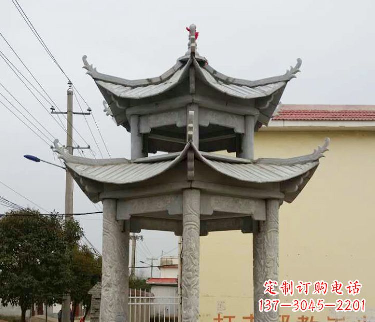 常州双层仿古凉亭石雕 (2)