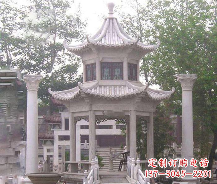 常州双层仿古凉亭石雕 (3)