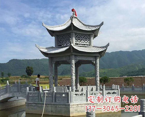 常州双层仿古凉亭石雕_1