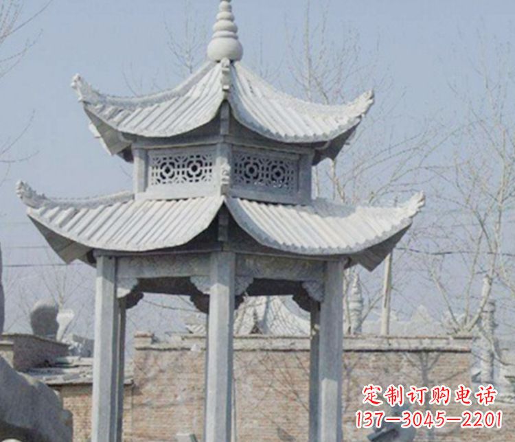 常州双层仿古六角凉亭石雕