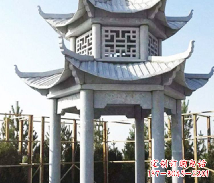 常州双层仿古石凉亭石雕_2