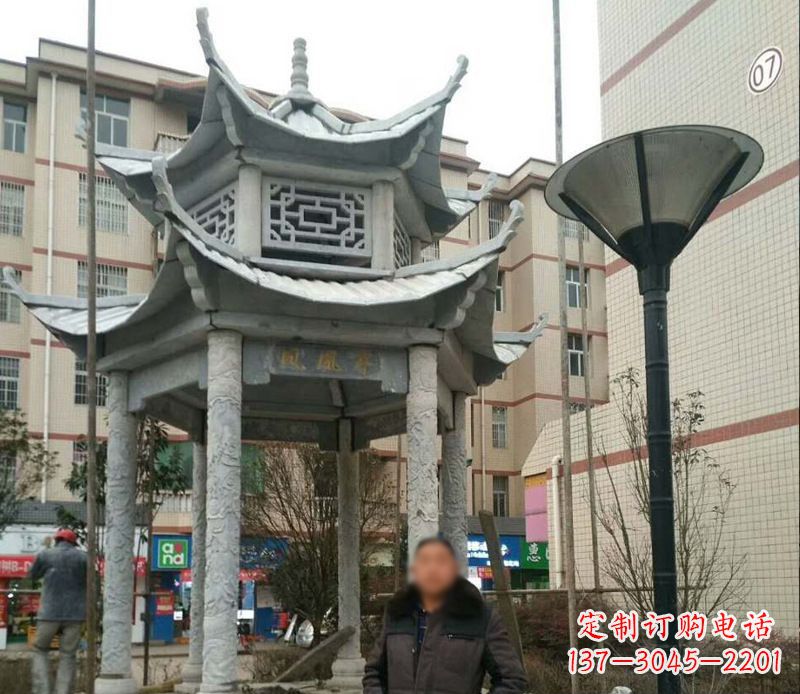 常州双层六角凉亭石雕