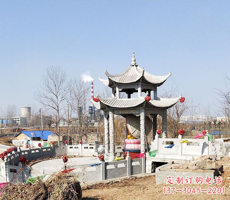 常州双层石凉亭石雕 (2)