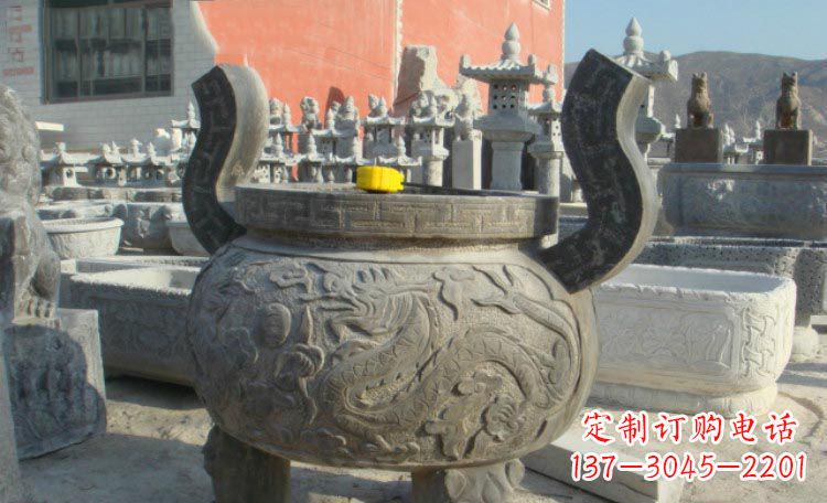 常州双龙戏珠浮雕香炉铜雕