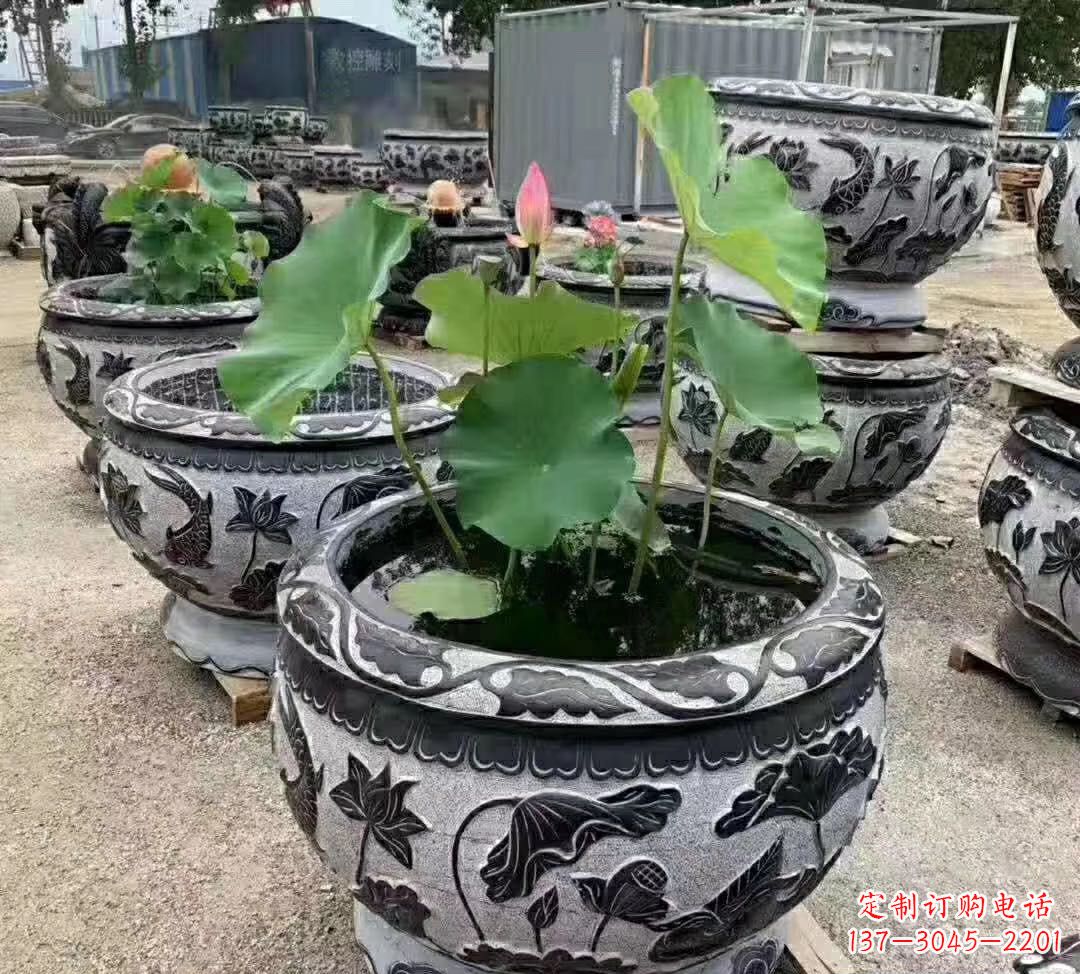 常州睡莲石浮雕花盆雕塑公园景观雕塑