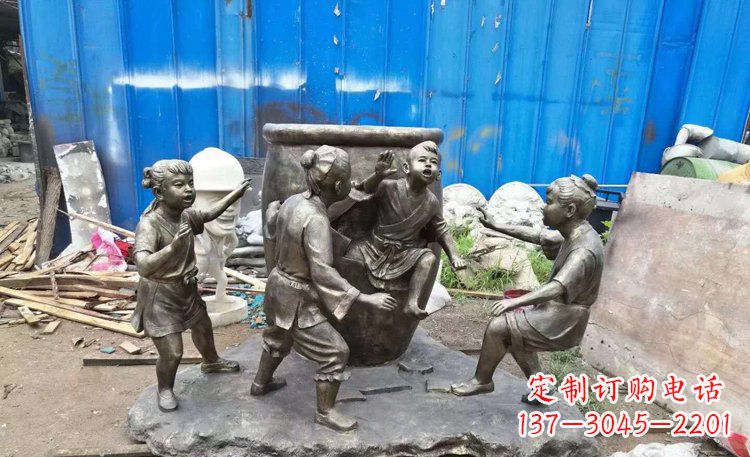 常州司马光砸缸铜雕 (2)