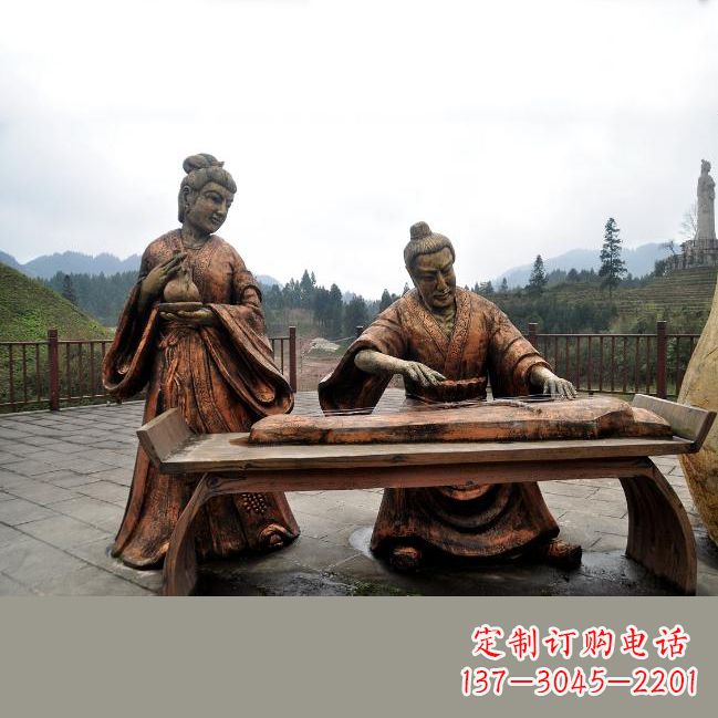 常州司马相如与卓文君铜雕塑像-城市广场历史名人情景雕塑