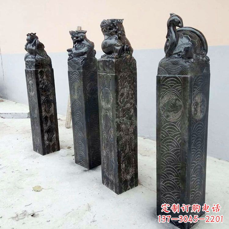 常州四方神兽青石仿古栓马柱