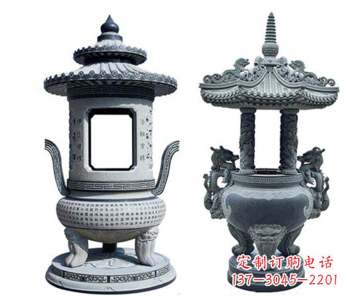 常州寺庙景观仿古香炉石雕