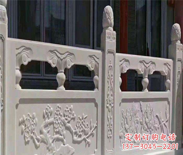 常州寺庙景观汉白玉石浮雕栏板 (2)