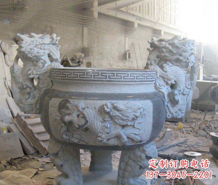 常州寺庙景观龙头水缸石雕