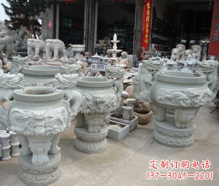 常州寺庙景观龙头石雕水缸