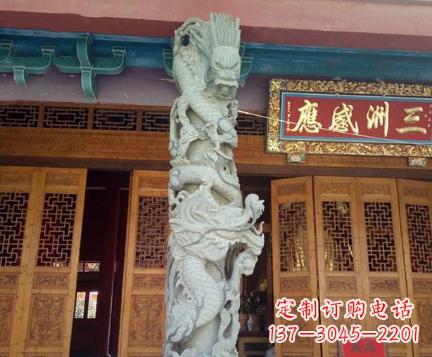 常州寺庙景观龙柱石雕 (2)